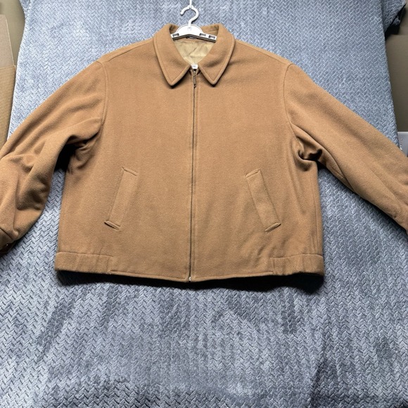 Baracuta Cashmere Wool Bomber Jacket 2XT Brown Tan Soft Gold Lined Bulgaria READ - Picture 3 of 16